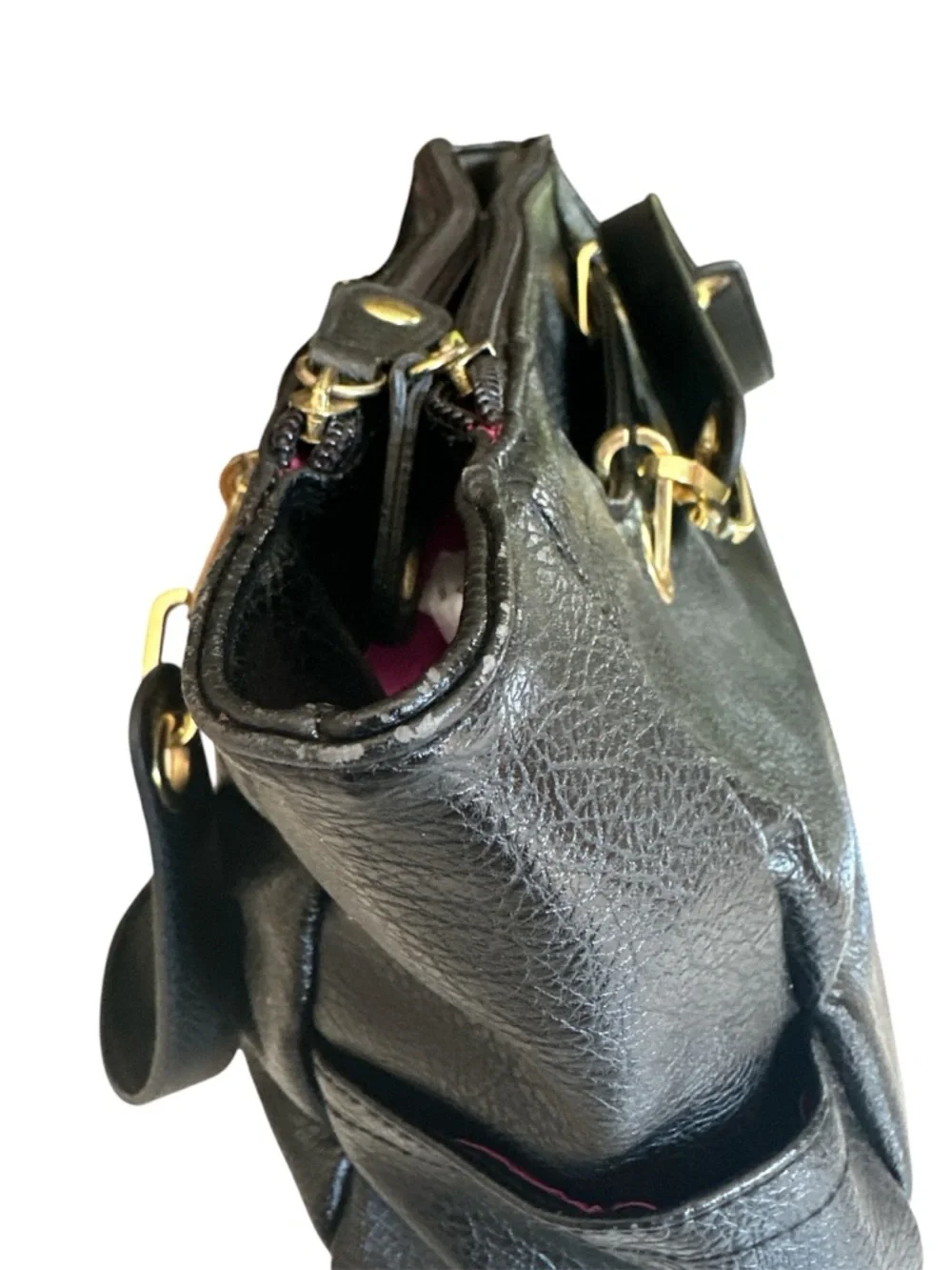 Nicole by Nicole Miller Black Satchel with Gold Accents
